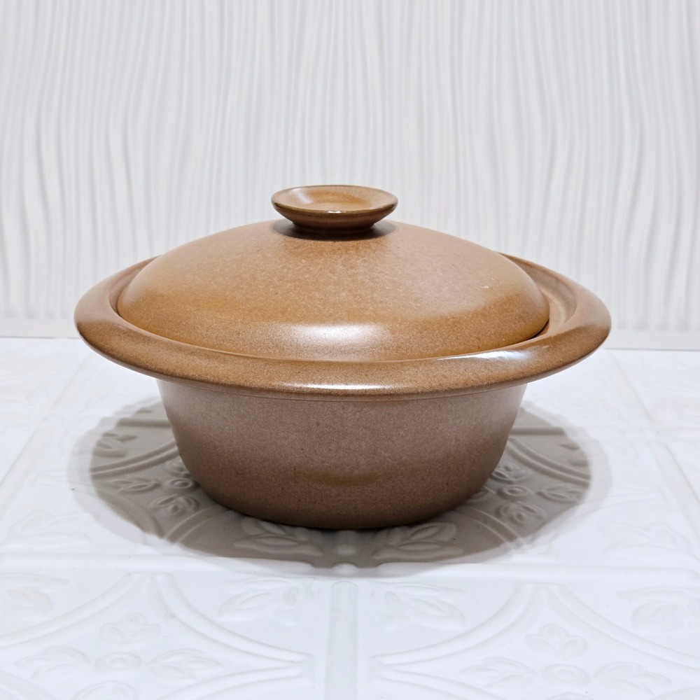 Frankoma Pottery Covered Casserole Dish BRown Tan 6VS